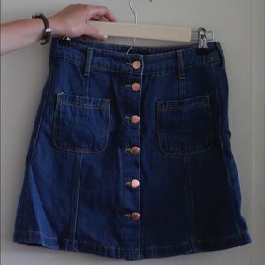 Jean Mini Skirt with Copper Buttons